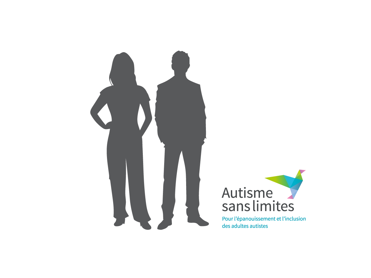 Deux silhouettes et le logo d'Autisme sans limites