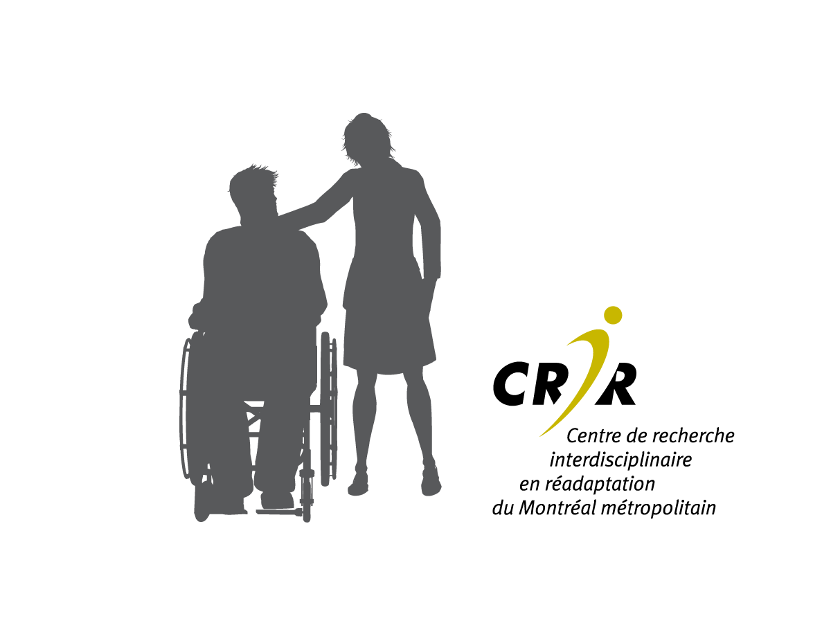 Deux silhouettes dont une en fauteuil roulant et le logo du CRIR